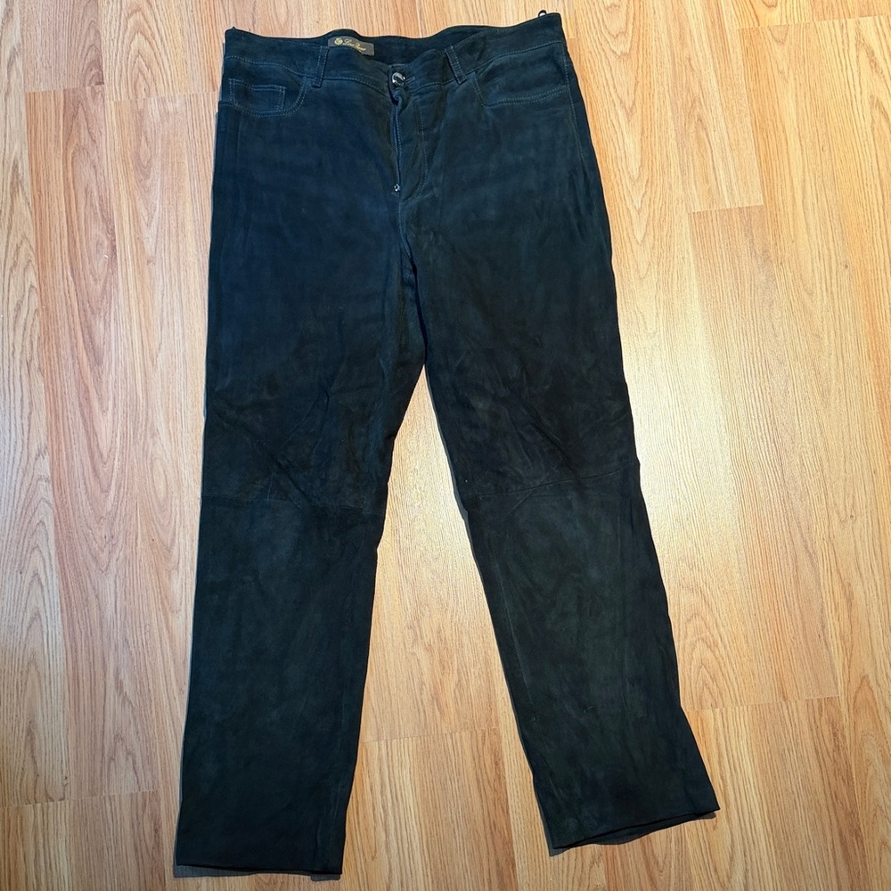 LORO PIANA Black Suede Pants